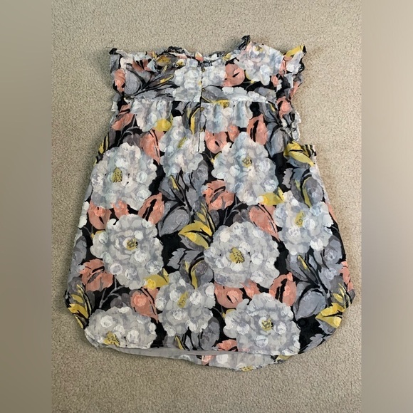 LOFT Boho Floral Ruffle Cap Sleeve Top Women Medium - Picture 2 of 8